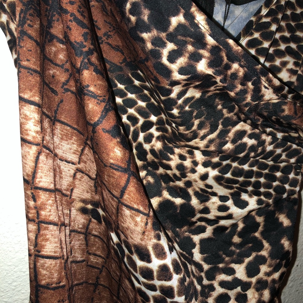 Shape Brown Croc Satin Wrap Detail Midaxi Dress - Picture 4 of 5